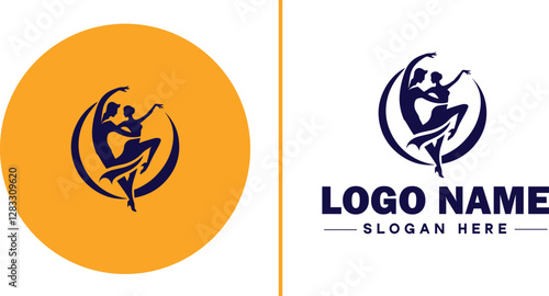 Salsa Dance Studio icon Latin dance academy Salsa school Tropical dance studio flat logo sign symbol editable vector