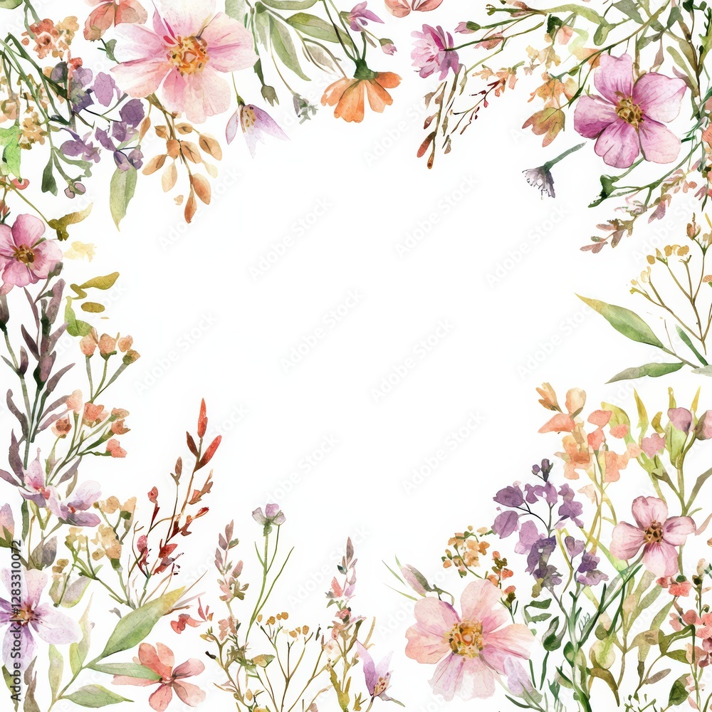Botanical Border: An eye-level image that showcases a delicate, detailed botanical border framing an empty space, with gentle hues and textures. Botanical Border: An eye-level image that showcases a delicate, detailed botanical border framing an empty space, with gentle hues and textures.