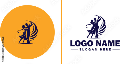 Salsa Dance Studio icon Latin dance academy Salsa school Tropical dance studio flat logo sign symbol editable vector