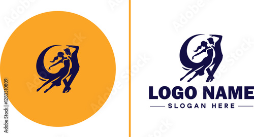Salsa Dance Studio icon Latin dance academy Salsa school Tropical dance studio flat logo sign symbol editable vector