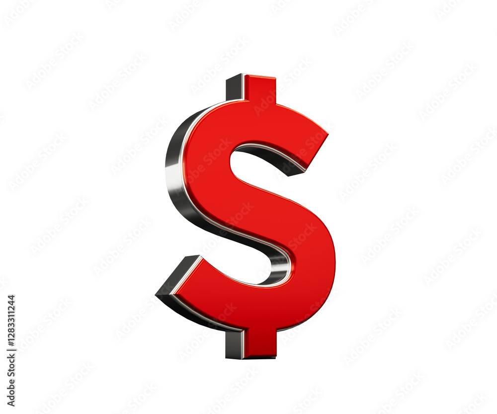 Bold Vibrant Red United States Dollar Currency Symbol With Sleek Metallic Gleam 3D Illustration Bold Vibrant Red United States Dollar Currency Symbol With Sleek Metallic Gleam 3D Illustration