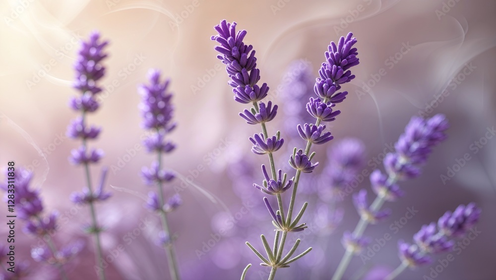 a portrait of a lavender sprig with a soft, shallow depth of field. Dreamy background a portrait of a lavender sprig with a soft, shallow depth of field. Dreamy background