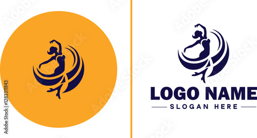 Salsa Dance Studio icon Latin dance academy Salsa school Tropical dance studio flat logo sign symbol editable vector