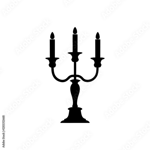Black Silver candelabrum silhouette vector illustration on white background
