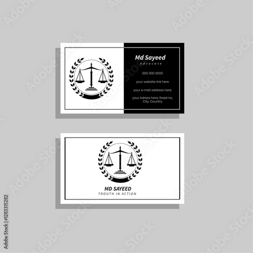 Law Business Card Template Layout. Minimalistic Advocate Visiting Card Design.  