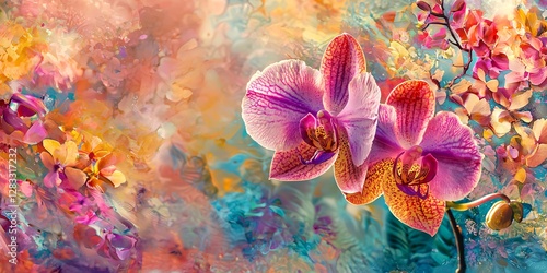 vibrant orchid blooms in a colorful floral fantasy