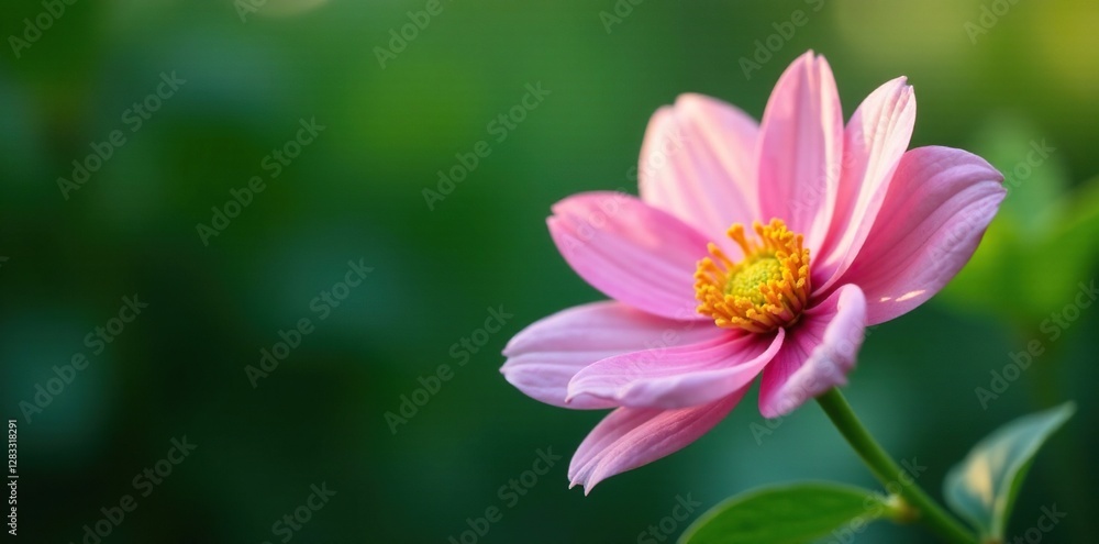 Stem of a flower with green color and pink white flowers at corner, botanical, corner, garden Stem of a flower with green color and pink white flowers at corner, botanical, corner, garden