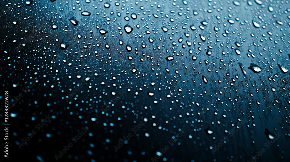Water drops on black glass surface. Realistic 3d vector dark background with transparent rain droplets. Wet window with dew bubbles. Fresh moisture bg with spray condensation waterdrop pattern. Water drops on black glass surface. Realistic 3d vector dark background with transparent rain droplets. Wet window with dew bubbles. Fresh moisture bg with spray condensation waterdrop pattern.