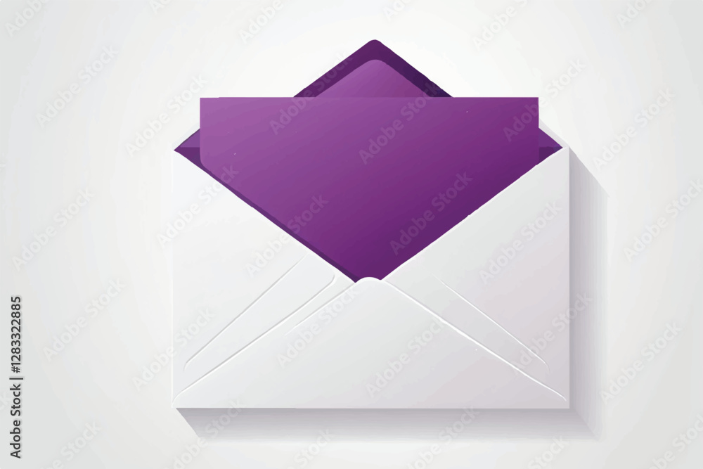 Envelope with blank paper isolated on white background