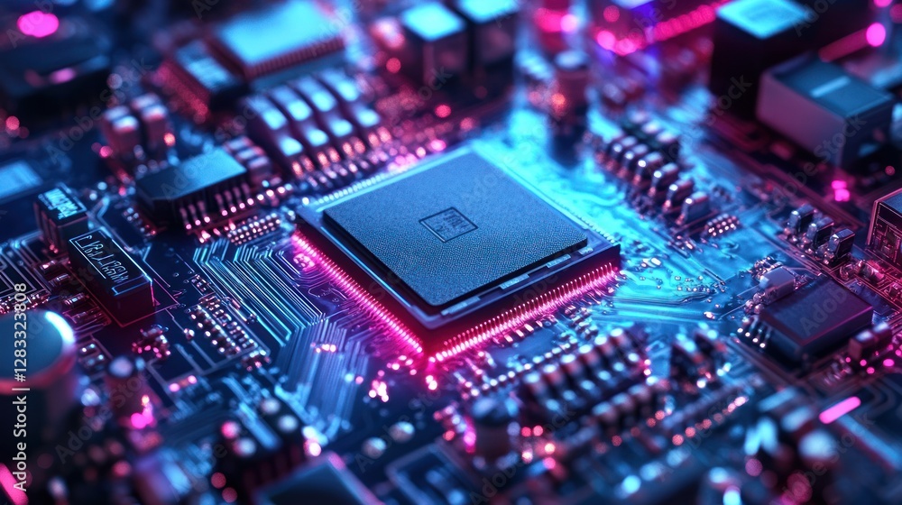 Close-up of a Circuit Board with a Central Processing Unit Close-up of a Circuit Board with a Central Processing Unit
