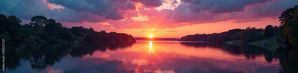 Il tramonto riflette sulla superficie tranquilla del Mississippi, reflection, water, river surface Il tramonto riflette sulla superficie tranquilla del Mississippi, reflection, water, river surface