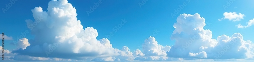Blue sky with big and small cumulus clouds drifting lazily by, cloudy, nature Blue sky with big and small cumulus clouds drifting lazily by, cloudy, nature