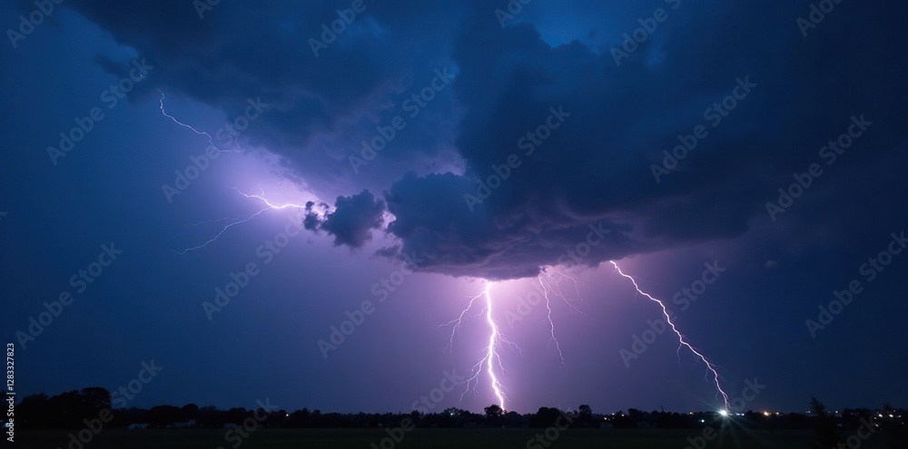 Dark stormy night sky with bright lightning flashes, cloud lightning, darkening sky, stormy weather Dark stormy night sky with bright lightning flashes, cloud lightning, darkening sky, stormy weather