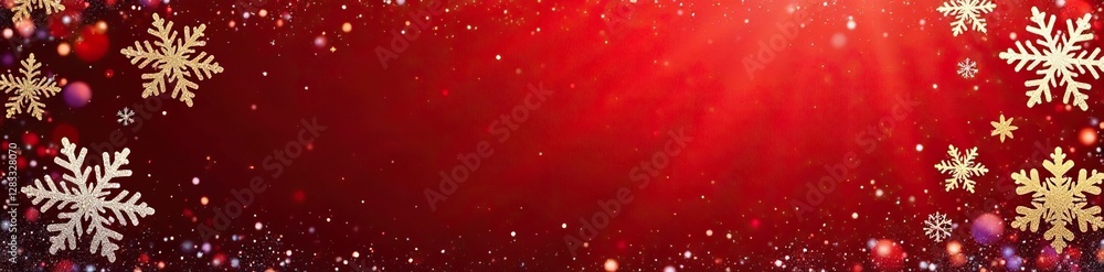 Red background with golden and silver intricate snowflakes, silver, icicle, red Red background with golden and silver intricate snowflakes, silver, icicle, red
