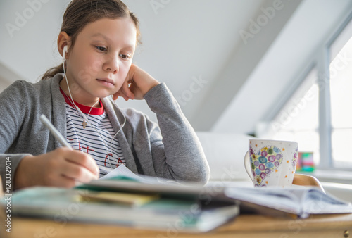 Obraz na płótnie schoolgirl at home w salonie