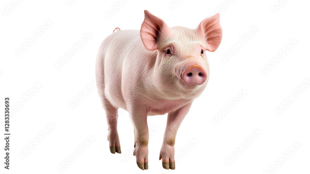 Curious pig on white background Curious pig on white background
