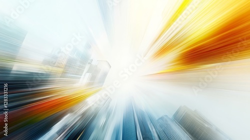 Abstract Motion Blur of City Skyline with Bright Light Rays