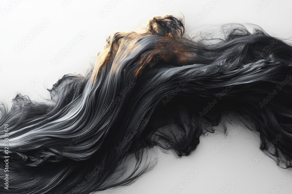 Black ink strokes create abstract art on a clean white background showcasing fluid movement Black ink strokes create abstract art on a clean white background showcasing fluid movement