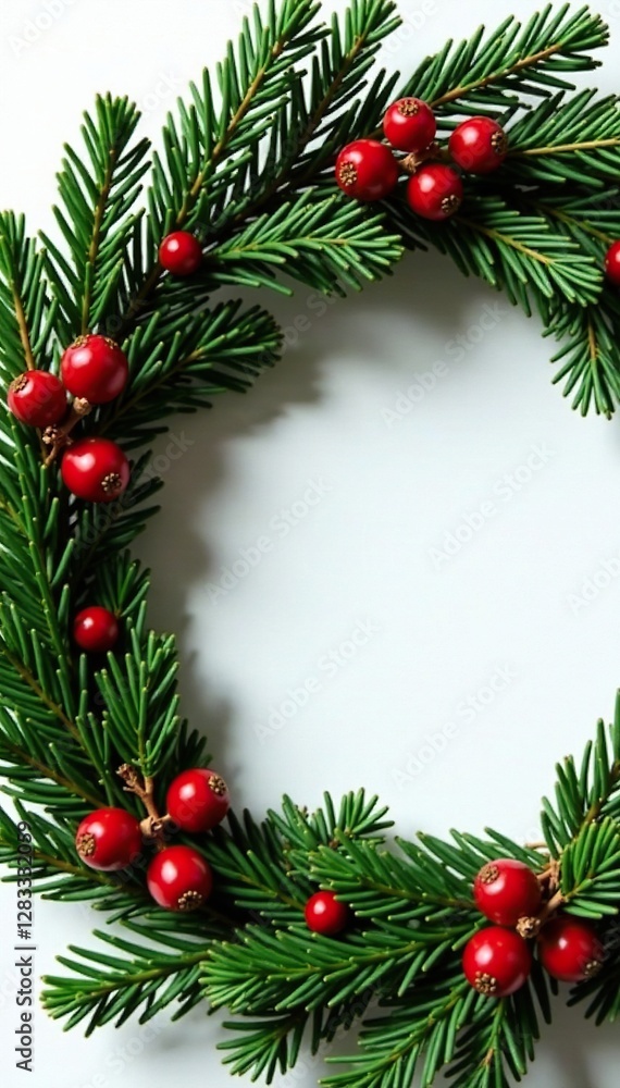Wreath made of fir branches and dried berries, floral arrangement, festive, greenery Wreath made of fir branches and dried berries, floral arrangement, festive, greenery