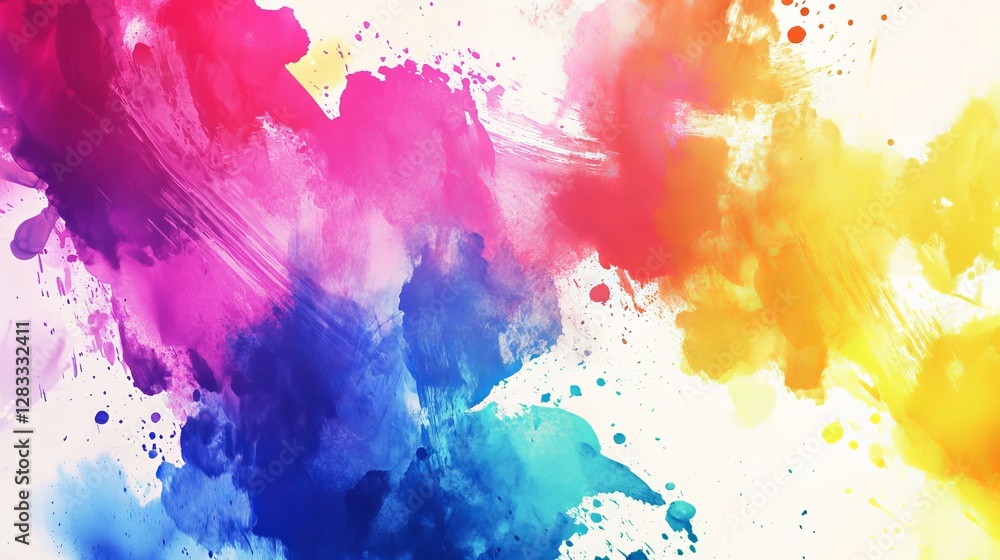 Fototapeta premium Vibrant Abstract Colorful Background with Splashing Paint and Artistic Brush Strokes