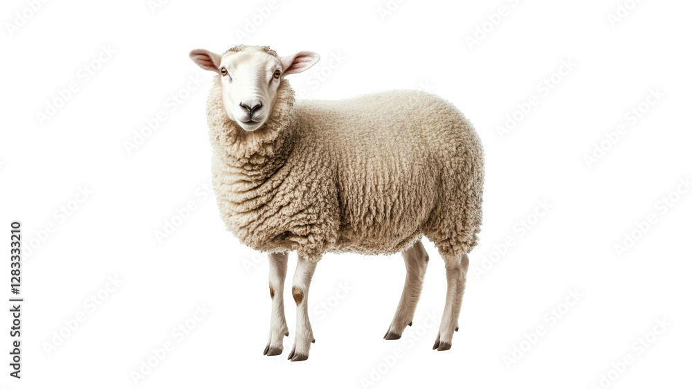 Sheep standing gracefully with a fluffy coat Sheep standing gracefully with a fluffy coat