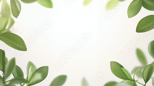 Green Leaves Frame on White Background