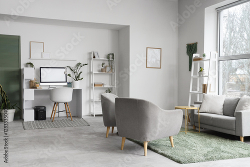 Modern home office and livi...