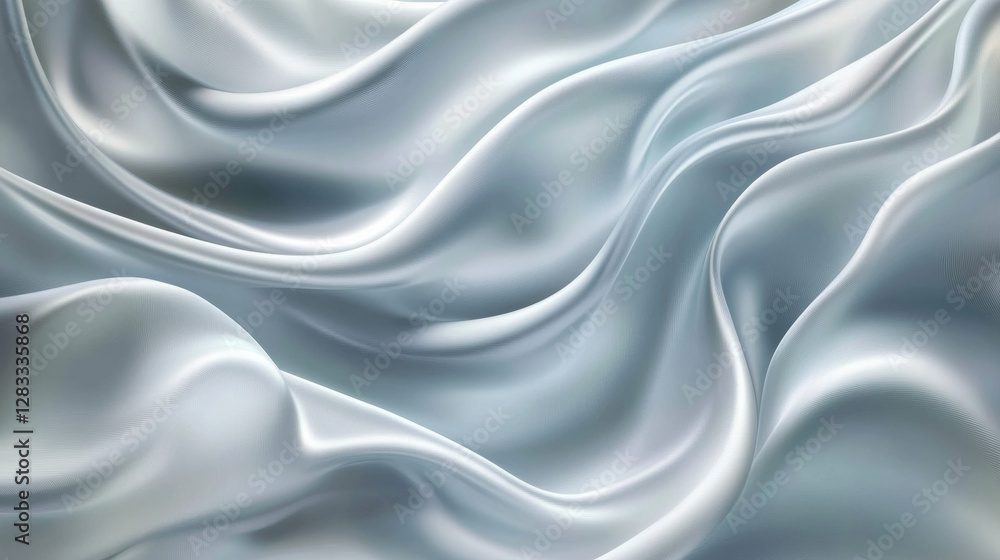 Silver silk fabric background with liquid ripples effect. Realistic vector illustration of gray satin cloth texture with waves and folds. Luxury grey smooth and soft drapery material surface. Silver silk fabric background with liquid ripples effect. Realistic vector illustration of gray satin cloth texture with waves and folds. Luxury grey smooth and soft drapery material surface.