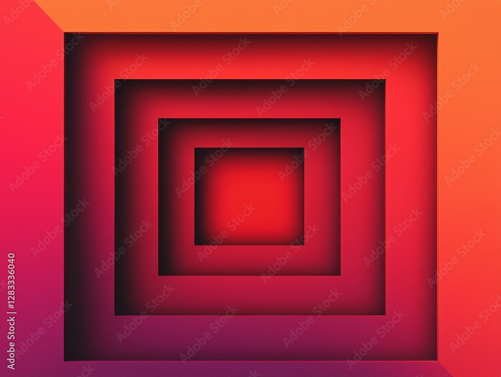 A vibrant abstract design featuring concentric squares in varying shades of red and orange, creating a sense of depth and dimension. A vibrant abstract design featuring concentric squares in varying shades of red and orange, creating a sense of depth and dimension.