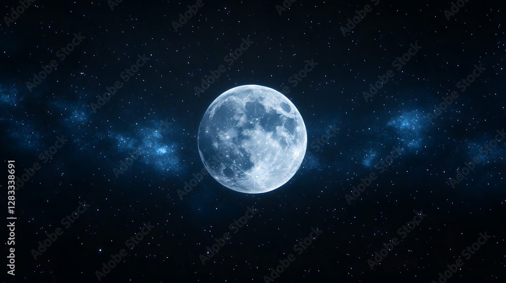 Moon Surrounded by Bright Stars and Planets, Serene Night Sky
Moon Surrounded by Bright Stars and Planets, Serene Night Sky