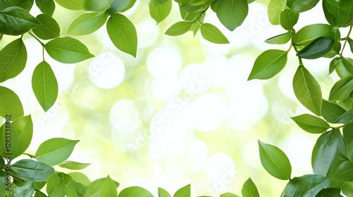 Green Leaves Frame with Soft Bokeh Background
