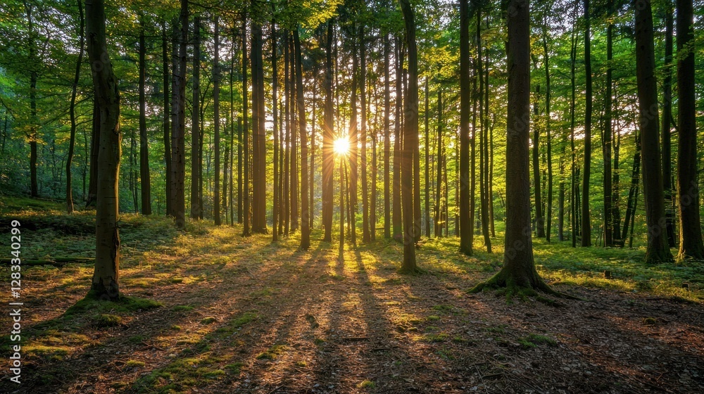 Golden Hour in the Forest: A Serene Sunset Golden Hour in the Forest: A Serene Sunset