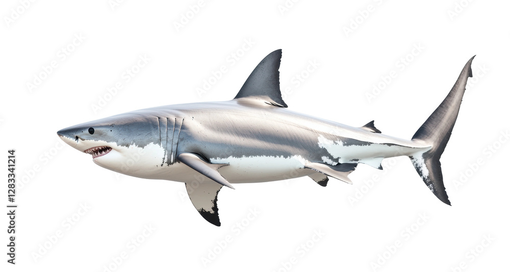 Great white shark swimming in ocean, cut out Great white shark swimming in ocean, cut out