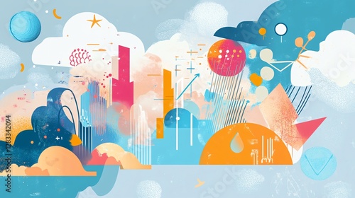 Surreal Vector Art: Imagination Isolated on White Background