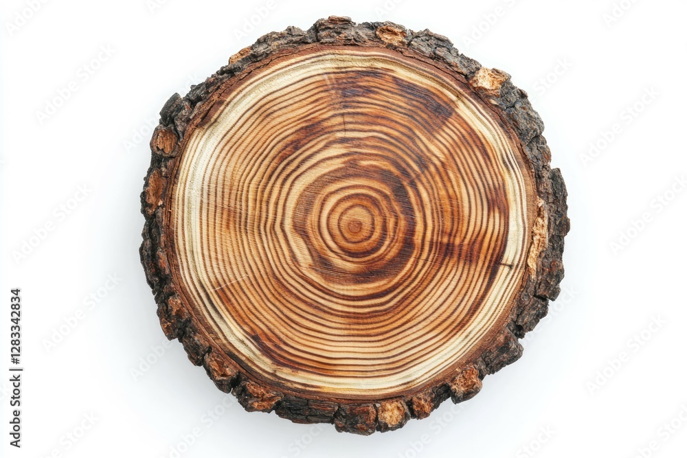 Cross-section tree trunk on white background. AI image Cross-section tree trunk on white background. AI image