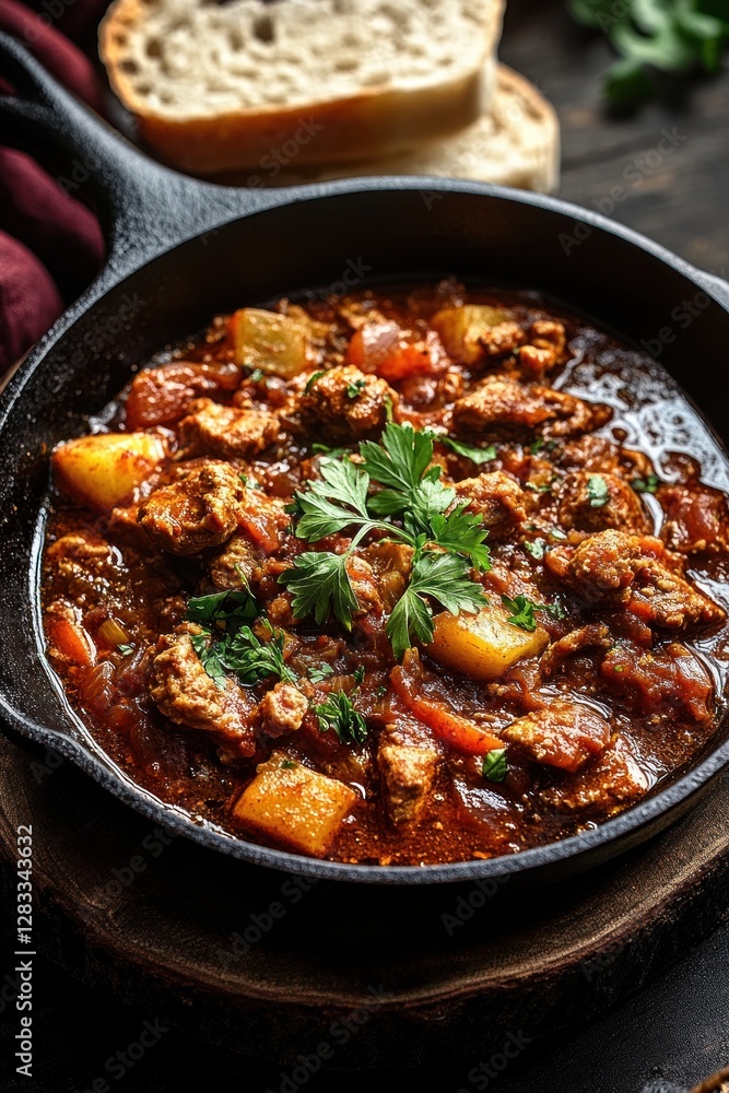 Hearty Beef Tripe Soup with Spices and Bread Hearty Beef Tripe Soup with Spices and Bread
