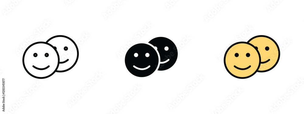 © Tanveer Hussain Mirz - Set of 3 pixel perfect Smile icon with 1 unexpanded, 1 silhouette, a simple and clear smile icon representing happiness or positivity.
