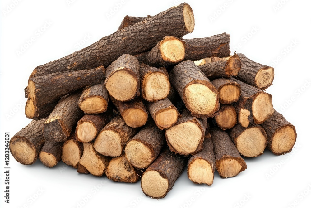 Stack of natural logs on white background. AI image Stack of natural logs on white background. AI image