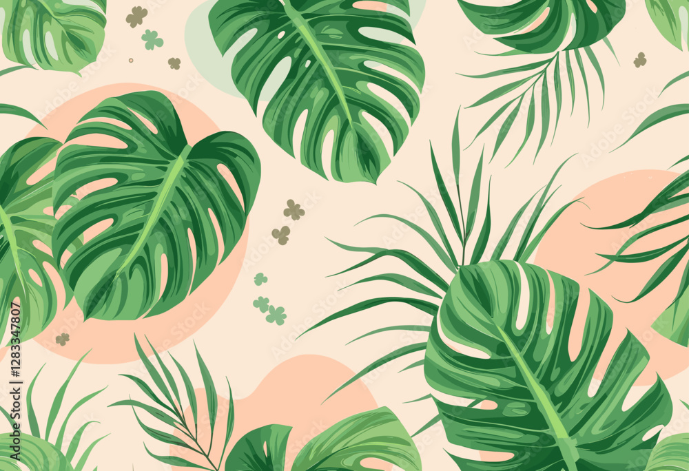 large green leaves with brown spots scattered throughout the design. large green leaves with brown spots scattered throughout the design.