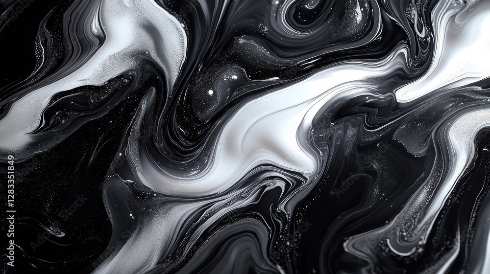 Abstract Black and Silver Swirl Fluid Dynamics Texture Design Abstract Black and Silver Swirl Fluid Dynamics Texture Design