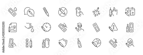 Medical vector icons: vaccination and health elements.