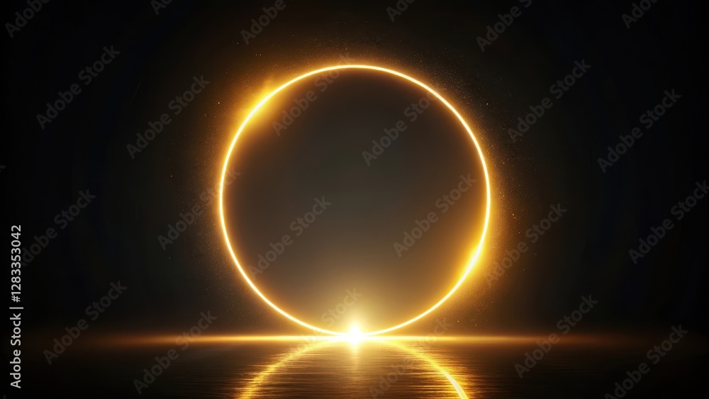 Glowing circle of golden light radiates from a dark canvas , minimalist design, glow, minimalist design Glowing circle of golden light radiates from a dark canvas , minimalist design, glow, minimalist design
