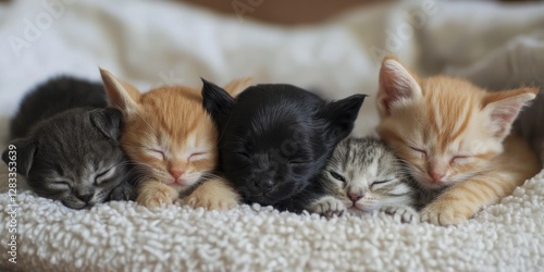 Wallpaper Mural A group of kittens are sleeping on a blanket Torontodigital.ca