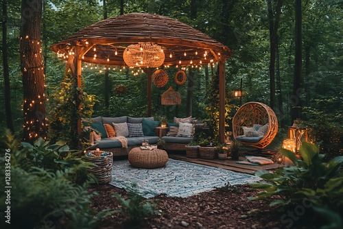 Forest gazebo evening relaxation