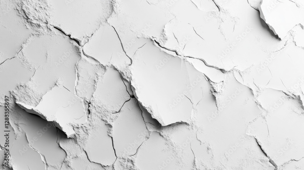 A white wall with cracks and holes A white wall with cracks and holes