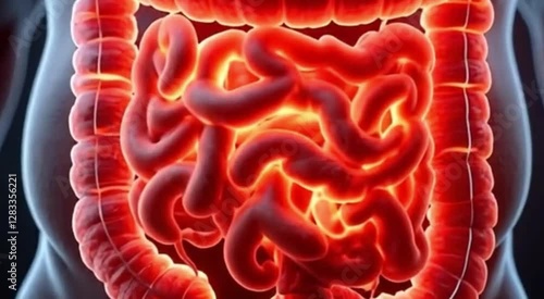 Human belly fat hologram burning 4k
