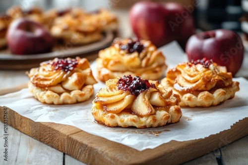 Wallpaper Mural Freshly Baked Apple Pastries with Puff Pastry and Strawberry Jam in Rustic Kitchen Setting Torontodigital.ca