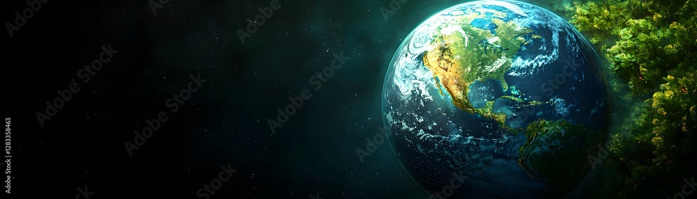 Fototapeta premium Real-time climate data science analytics digital twin model of earth nature environment global perspective