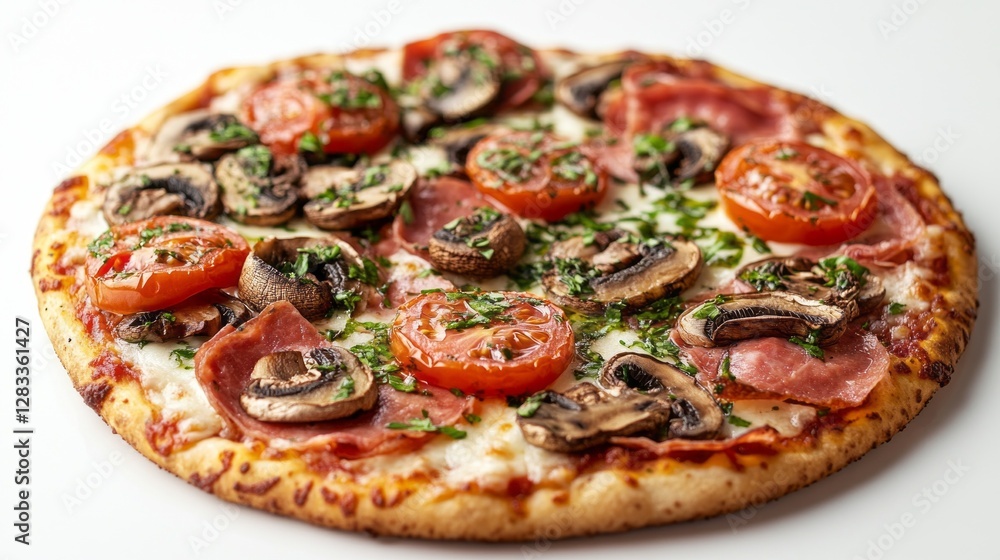 Enjoy a vibrant gluten free pizza crafted with care, featuring juicy tomato slices and savory mushrooms atop a crispy crust, creating a delicious meal that everyone can relish any time of the day Enjoy a vibrant gluten free pizza crafted with care, featuring juicy tomato slices and savory mushrooms atop a crispy crust, creating a delicious meal that everyone can relish any time of the day
