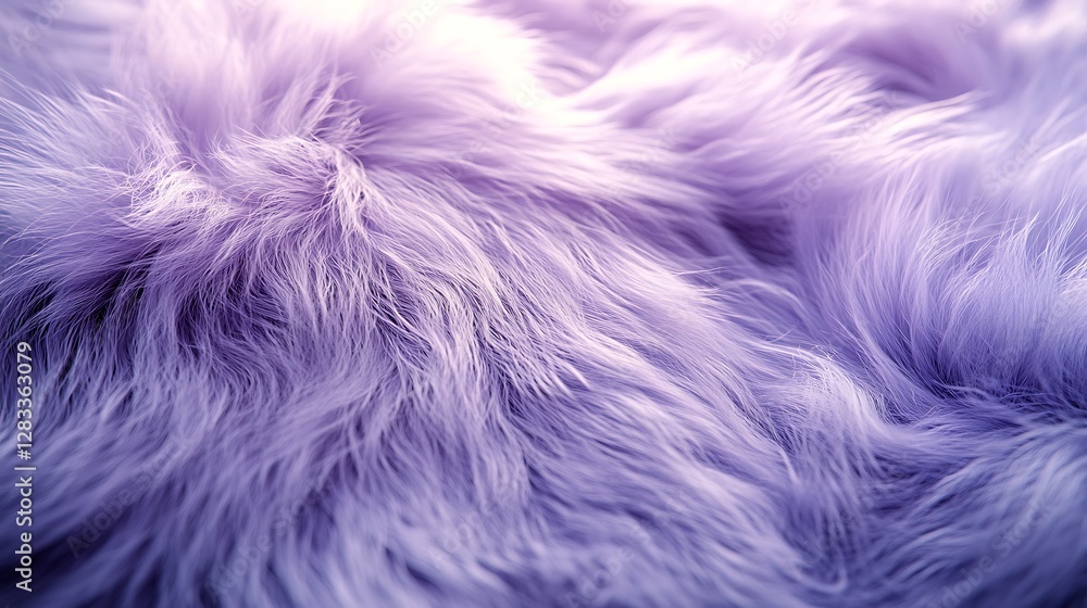 Obraz premium A close-up of plush fur material, gradient from lilac to silver-gray, silky textures glowing softly under diffused natural lighting, fine strands arranged in artistic swirling patterns,